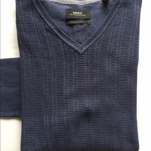 Mexx Men’s V Neck Sweater Denim Blue Medium Slim Fit Cotton - Picture 10 of 11